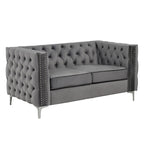 Velvet Sofa - Dutch Velvet, Iron Legs, Button Tufted, Nailhead Trim, 770-1102 lbs Capacity, Modern Transitional Style