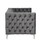 Velvet Sofa - Dutch Velvet, Iron Legs, Button Tufted, Nailhead Trim, 770-1102 lbs Capacity, Modern Transitional Style