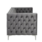 Velvet Sofa - Dutch Velvet, Iron Legs, Button Tufted, Nailhead Trim, 770-1102 lbs Capacity, Modern Transitional Style
