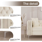 Velvet Sofa - Dutch Velvet, Iron Legs, Button Tufted, Nailhead Trim, 770-1102 lbs Capacity, Modern Transitional Style