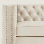 Velvet Sofa - Dutch Velvet, Iron Legs, Button Tufted, Nailhead Trim, 770-1102 lbs Capacity, Modern Transitional Style