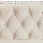Velvet Sofa - Dutch Velvet, Iron Legs, Button Tufted, Nailhead Trim, 770-1102 lbs Capacity, Modern Transitional Style
