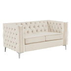 Velvet Sofa - Dutch Velvet, Iron Legs, Button Tufted, Nailhead Trim, 770-1102 lbs Capacity, Modern Transitional Style