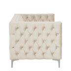 Velvet Sofa - Dutch Velvet, Iron Legs, Button Tufted, Nailhead Trim, 770-1102 lbs Capacity, Modern Transitional Style