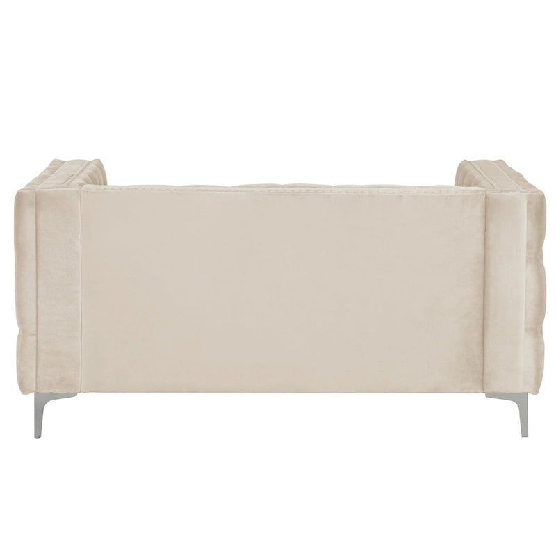 Velvet Sofa - Dutch Velvet, Iron Legs, Button Tufted, Nailhead Trim, 770-1102 lbs Capacity, Modern Transitional Style