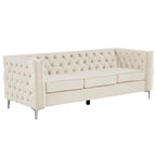 Velvet Sofa - Dutch Velvet, Iron Legs, Button Tufted, Nailhead Trim, 770-1102 lbs Capacity, Modern Transitional Style