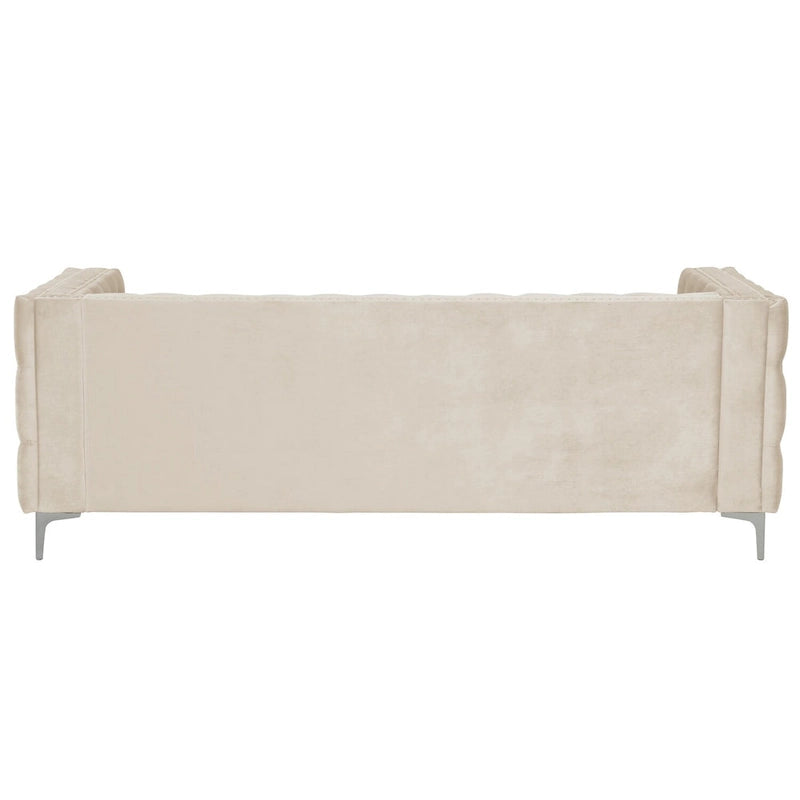 Velvet Sofa - Dutch Velvet, Iron Legs, Button Tufted, Nailhead Trim, 770-1102 lbs Capacity, Modern Transitional Style