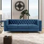 Velvet Sofa - Dutch Velvet, Iron Legs, Button Tufted, Nailhead Trim, 770-1102 lbs Capacity, Modern Transitional Style