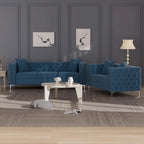 Velvet Sofa - Dutch Velvet, Iron Legs, Button Tufted, Nailhead Trim, 770-1102 lbs Capacity, Modern Transitional Style