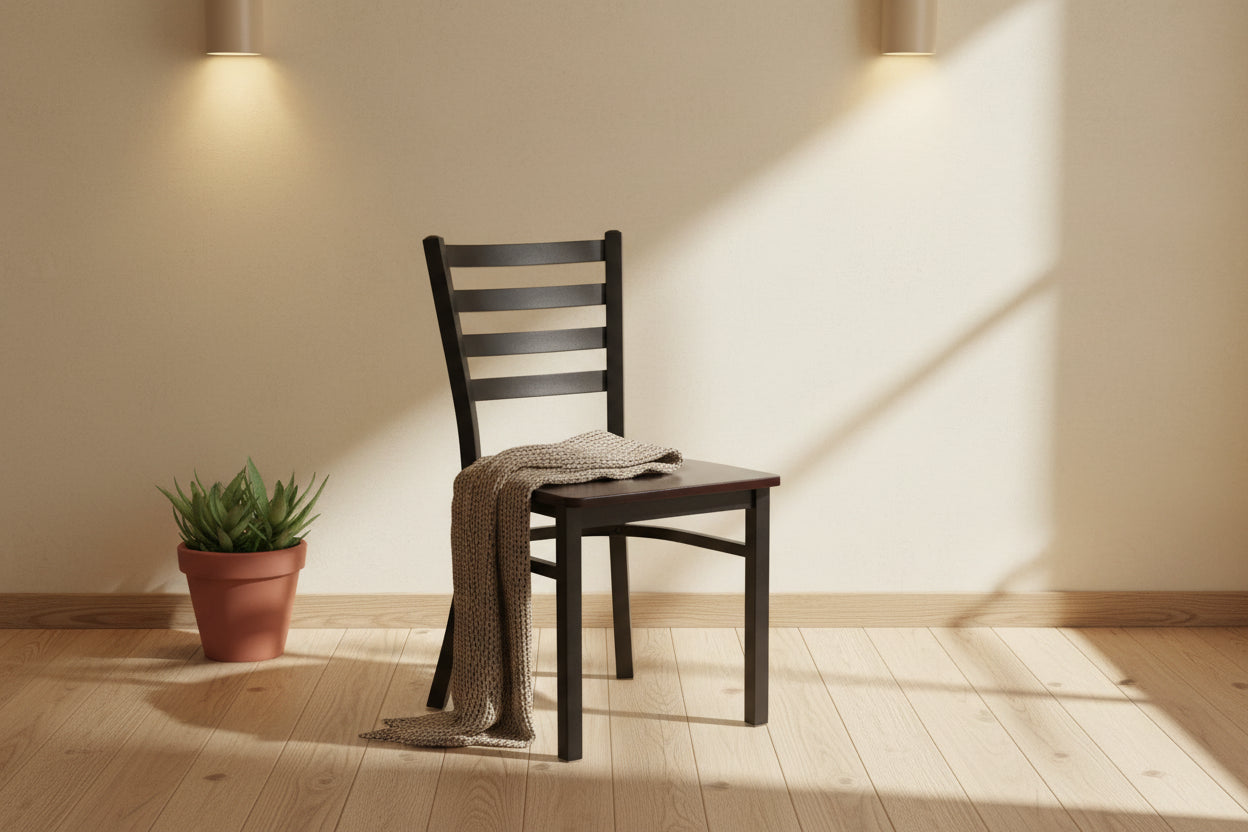 2 Pack Ladder Back Metal Restaurant Chair - 16.5W x 17D x 32.25H - 16.5W x 17D x 32.25H