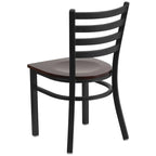 Ladder Back Metal Dining Chair - 16.5"W x 17"D x 32.25"H, 500 lbs Capacity, Black Frame, 6 Seat Options, Commercial Grade