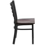Ladder Back Metal Dining Chair - 16.5"W x 17"D x 32.25"H, 500 lbs Capacity, Black Frame, 6 Seat Options, Commercial Grade