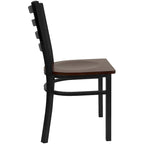 Ladder Back Metal Dining Chair - 16.5"W x 17"D x 32.25"H, 500 lbs Capacity, Black Frame, 6 Seat Options, Commercial Grade