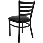 Ladder Back Metal Dining Chair - 16.5"W x 17"D x 32.25"H, 500 lbs Capacity, Black Frame, 6 Seat Options, Commercial Grade