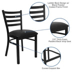 Ladder Back Metal Dining Chair - 16.5"W x 17"D x 32.25"H, 500 lbs Capacity, Black Frame, 6 Seat Options, Commercial Grade