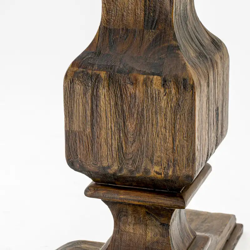 Round Dining Table with Chairs - 48"x48", Mid-Century Modern, Rubberwood, Brown Linen, Button Tufted, Distressed Jacobean