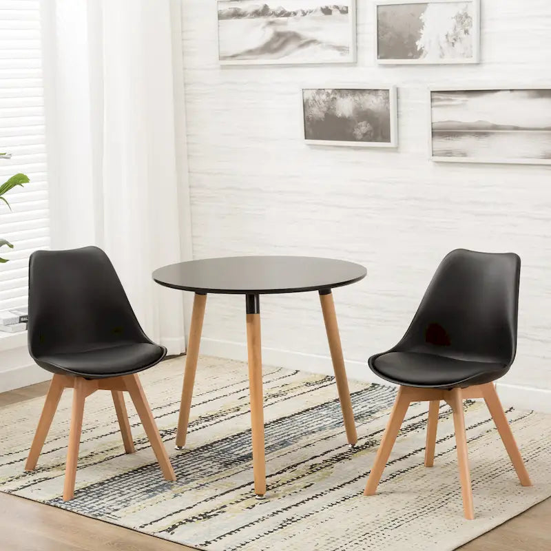 Dining Chairs Set of 2 - PU Leather Upholstered, Solid Beech Wood Legs, Ergonomic Design, 260 lbs Capacity, Modern Style