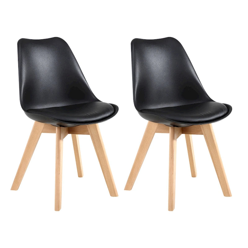 Dining Chairs Set of 2 - PU Leather Upholstered, Solid Beech Wood Legs, Ergonomic Design, 260 lbs Capacity, Modern Style