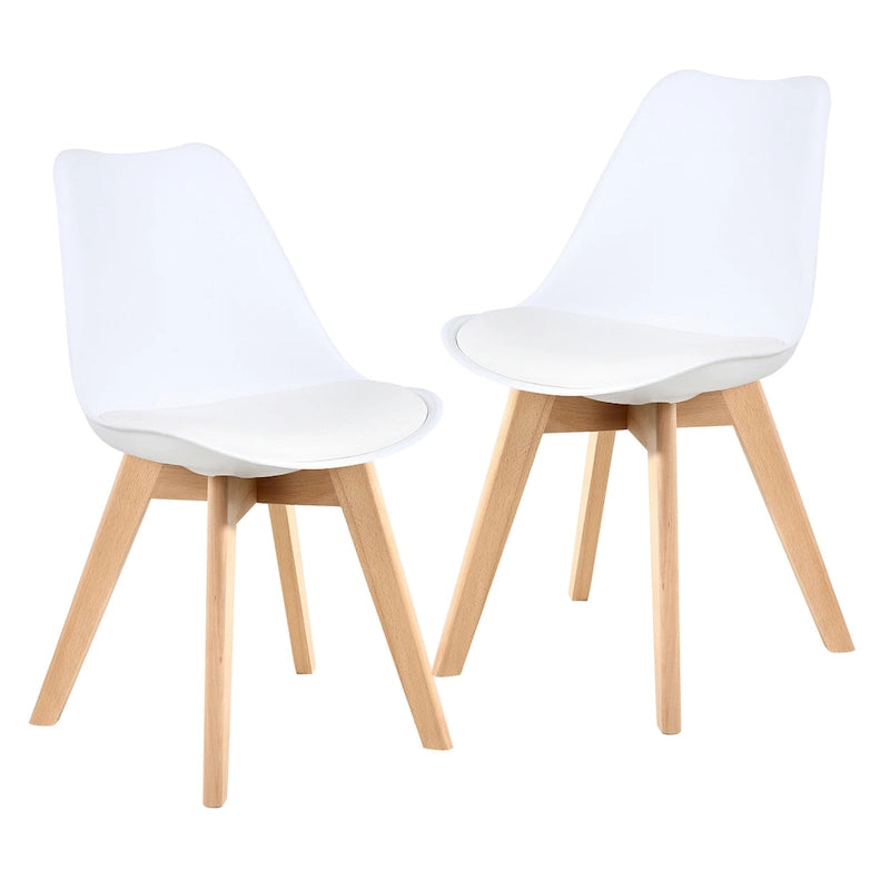 Dining Chairs Set of 2 - PU Leather Upholstered, Solid Beech Wood Legs, Ergonomic Design, 260 lbs Capacity, Modern Style