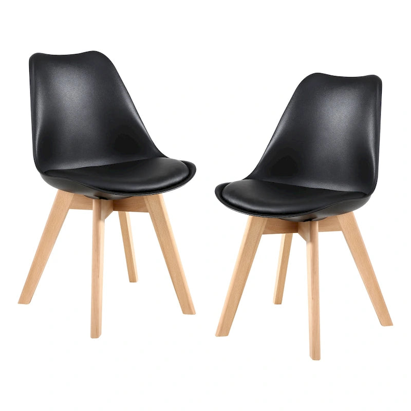 Dining Chairs Set of 2 - PU Leather Upholstered, Solid Beech Wood Legs, Ergonomic Design, 260 lbs Capacity, Modern Style