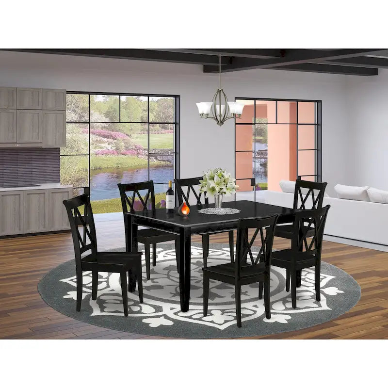 East West Furniture Dining Room Table Set Consist of a Rectangle Kitchen Table and Dining Chairs, Black (Pieces Option)