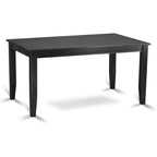 Rectangular Dining Table with Chairs - Asian Hardwood, Double X-Back Design, 36"x60", Black Finish, 4 or 6 Chairs