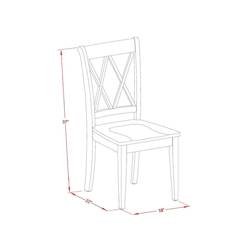 Rectangular Dining Table with Chairs - Asian Hardwood, Double X-Back Design, 36"x60", Black Finish, 4 or 6 Chairs
