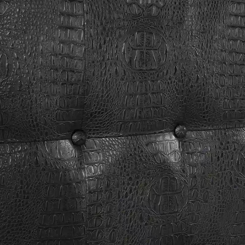 Upholstered Bed with LED - Tufted Headboard, Mirror Trim, Faux Leather, 600 lbs, Queen/King/Cal King, 3 Colors, Modern Glam