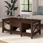 Coffee Table with Storage - 47"W x 24"D x 18"H, 2 Drawers, X Pattern, 50 lbs Capacity, 8 Colors, Coastal Farmhouse