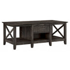Coffee Table with Storage - 47"W x 24"D x 18"H, 2 Drawers, X Pattern, 50 lbs Capacity, 8 Colors, Coastal Farmhouse