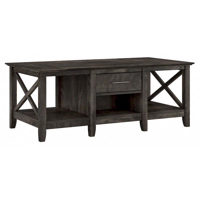 Coffee Table with Storage - 47"W x 24"D x 18"H, 2 Drawers, X Pattern, 50 lbs Capacity, 8 Colors, Coastal Farmhouse