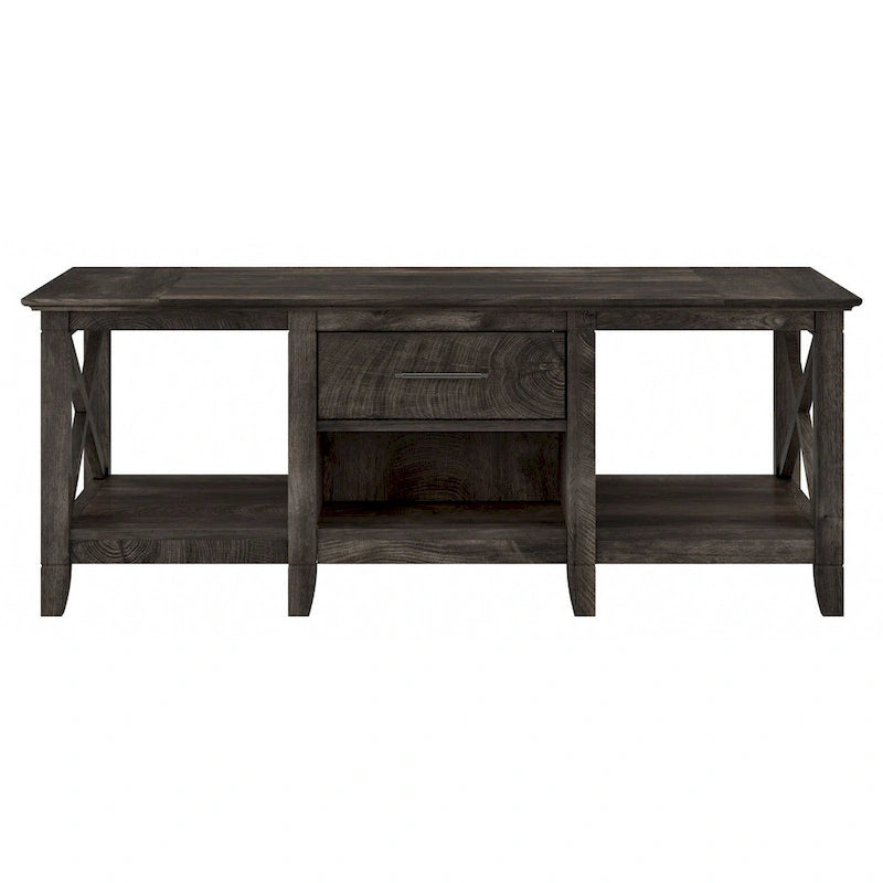 Coffee Table with Storage - 47"W x 24"D x 18"H, 2 Drawers, X Pattern, 50 lbs Capacity, 8 Colors, Coastal Farmhouse