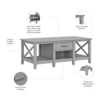 Coffee Table with Storage - 47"W x 24"D x 18"H, 2 Drawers, X Pattern, 50 lbs Capacity, 8 Colors, Coastal Farmhouse