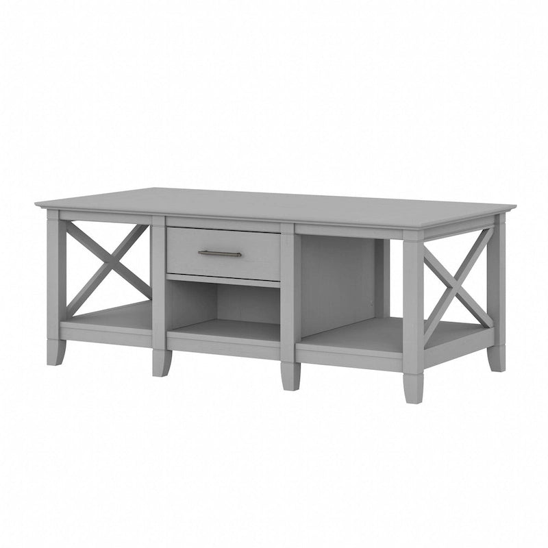Coffee Table with Storage - 47"W x 24"D x 18"H, 2 Drawers, X Pattern, 50 lbs Capacity, 8 Colors, Coastal Farmhouse