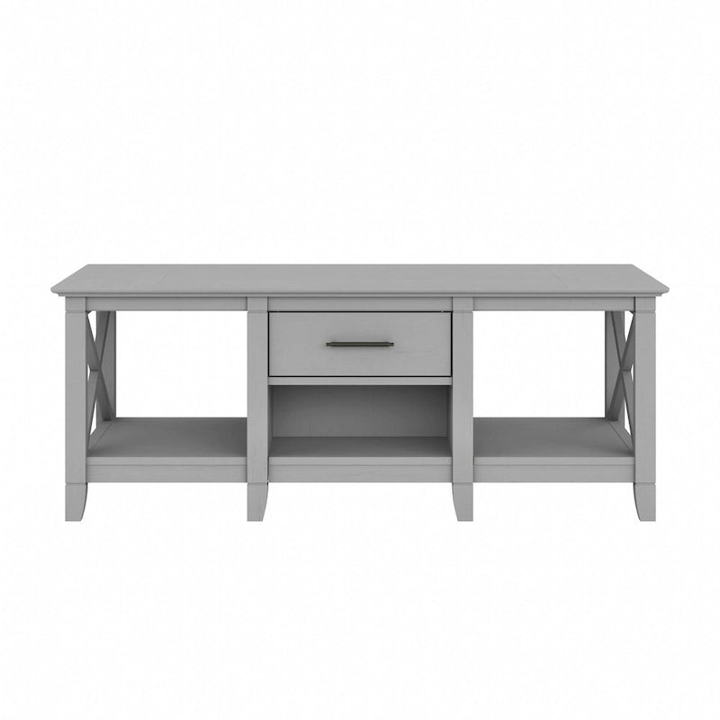 Coffee Table with Storage - 47"W x 24"D x 18"H, 2 Drawers, X Pattern, 50 lbs Capacity, 8 Colors, Coastal Farmhouse