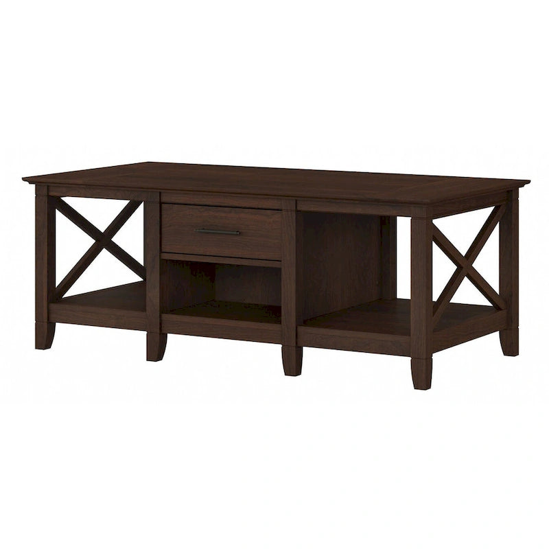 Coffee Table with Storage - 47"W x 24"D x 18"H, 2 Drawers, X Pattern, 50 lbs Capacity, 8 Colors, Coastal Farmhouse
