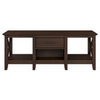 Coffee Table with Storage - 47"W x 24"D x 18"H, 2 Drawers, X Pattern, 50 lbs Capacity, 8 Colors, Coastal Farmhouse