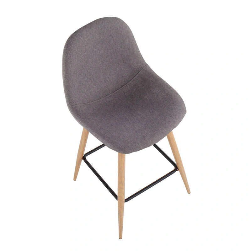 Counter Stool - 23.75" Seat Height, Mid-Century Modern, Upholstered, Metal Legs, Footrest, 250 lbs Capacity, 7 Colors