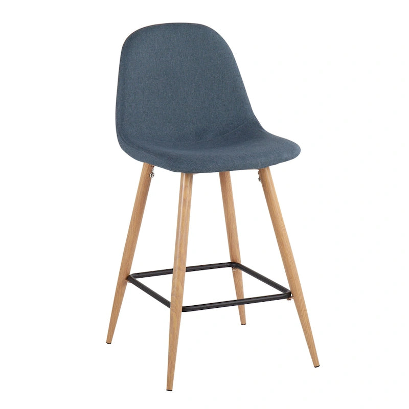 Counter Stool - 23.75" Seat Height, Mid-Century Modern, Upholstered, Metal Legs, Footrest, 250 lbs Capacity, 7 Colors