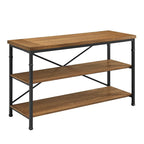 TV Stand - 50"W x 18"D x 30"H, 2 Shelves, Ash Veneer, Black Metal Frame, Industrial, Rustic, Brown/Black