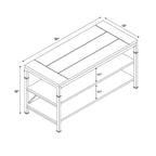 TV Stand - 50"W x 18"D x 30"H, 2 Shelves, Ash Veneer, Black Metal Frame, Industrial, Rustic, Brown/Black