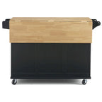 Kitchen Cart - Wood, Drop Leaf, Lockable Casters, Natural Maple Top, Storage, Black, Mobile