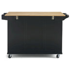 Kitchen Cart - Wood, Drop Leaf, Lockable Casters, Natural Maple Top, Storage, Black, Mobile