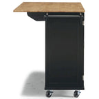 Kitchen Cart - Wood, Drop Leaf, Lockable Casters, Natural Maple Top, Storage, Black, Mobile