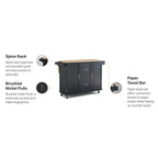 Kitchen Cart - Wood, Drop Leaf, Lockable Casters, Natural Maple Top, Storage, Black, Mobile