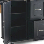Kitchen Cart - Wood, Drop Leaf, Lockable Casters, Natural Maple Top, Storage, Black, Mobile