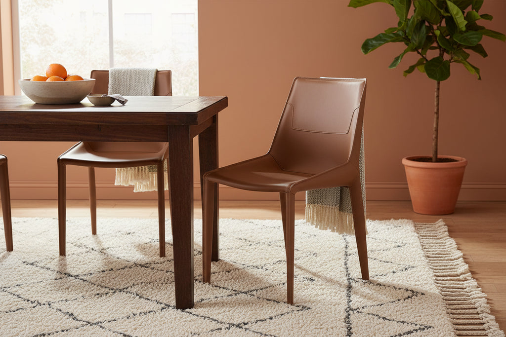 Modrest Halo Modern Cognac Saddle Leather Dining Chair (Set of 2)