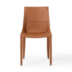 Dining Chairs - 18.5"W x 23"D x 34"H, Saddle Leather, Cognac Brown, 260 lbs, Tapered Legs, 2 Chairs, Modern