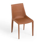 Dining Chairs - 18.5"W x 23"D x 34"H, Saddle Leather, Cognac Brown, 260 lbs, Tapered Legs, 2 Chairs, Modern