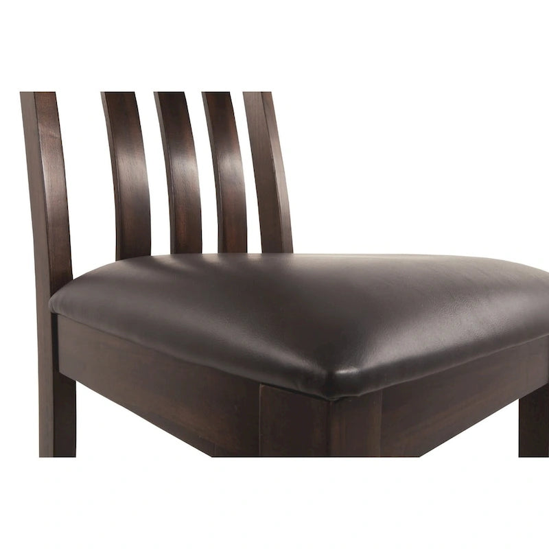 Dining Chair - Dark Brown, Wide-Slat Rake-Back, Lumbar Support, Cushioned Seat, Clean-Lined Classic Style, Dining Height